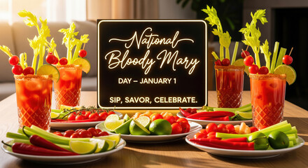 National Bloody Mary Day January 1st Sip Savor Celebrate with Garnish Platters cocktail drink