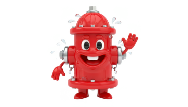 Friendly Cartoon Fire Hydrant Waving With Smiling Face