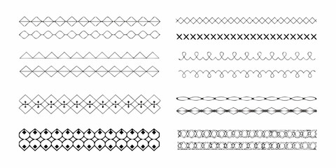 Collection of decorative geometric and swirl line borders and dividers for design projects