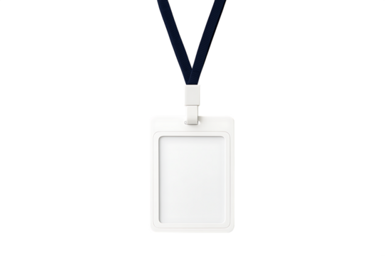 Blank id badge holder on a black background isolated on white background isolated on transparent background