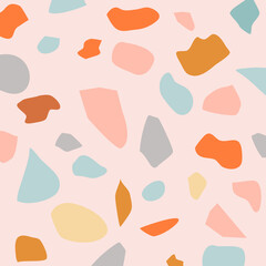 Soft Pink Background With Irregular Shapes In Pastel Colors And Earth Tones