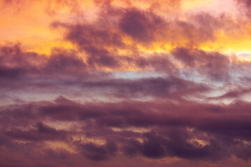 colorful dramatic sky with cloud at sunset
