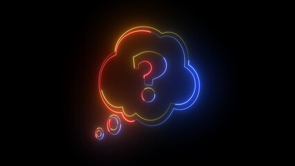 neon message icon on black background