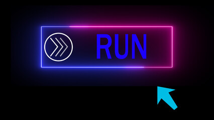 neon text icon on black background