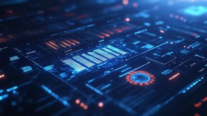 Digital data flowing on abstract futuristic circuit board interface - Powered by Adobe