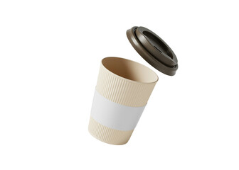 Beige paper cup with lid