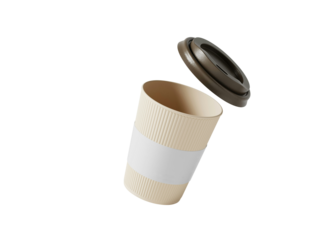 Beige paper cup with lid