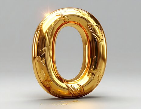 Gleaming, golden, 3D numeral '0' against a neutral backdrop