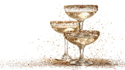 champagne tower of three glass