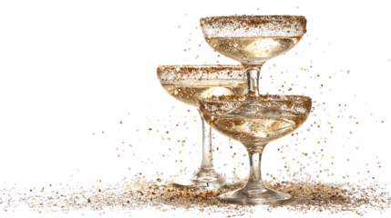 champagne tower of three glass