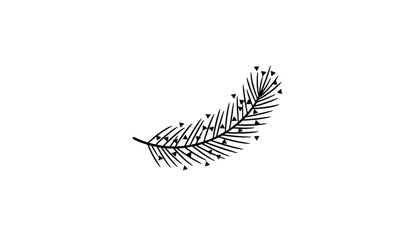 Stylized Black and White Palm Leaf With Geometric Triangles