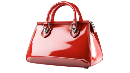 Glossy red handbag, a vibrant and stylish accessory for the modern woman