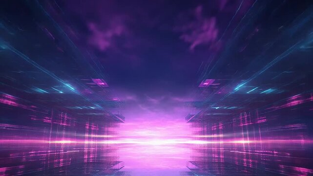 Futuristic digital grid cyberspace showing data stream