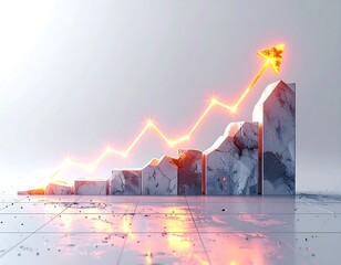 Glowing arrow over a marble staircase symbolizing progress