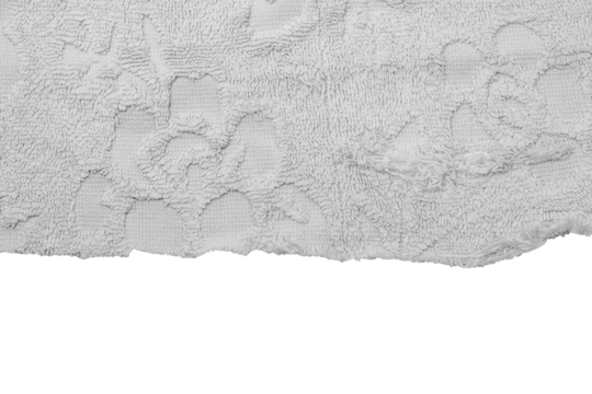 Textured white fabric featuring frayed edges, showcasing torn white fabric elements perfect for textile art and inspired decor projects On Transparent Background.