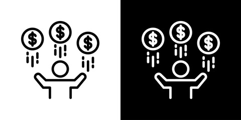 Financial Freedom Icon Set. Clean Line Design With Light And Dark Versions For Versatile Use.