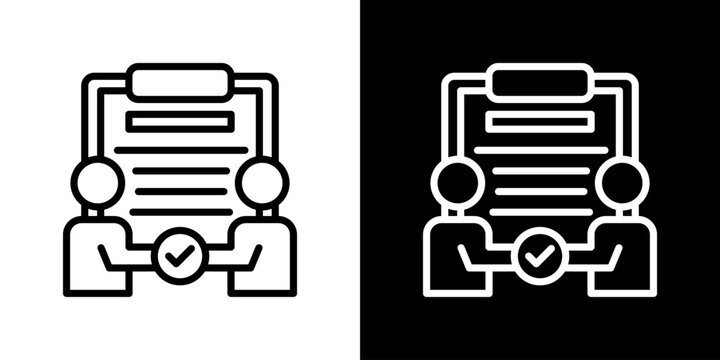 Contract Icon Set. Clean Line Design With Light And Dark Versions For Versatile Use.