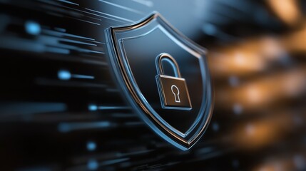 Robust black shield with secure lock mechanism symbolizing digital protection and enhanced privacy.