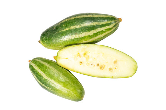 Fresh Green Pointed Gourds Isolated on Transparent Background