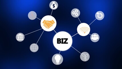 Business concept network handshake money gears target wifi people lightbulb globe bank growth digital connections