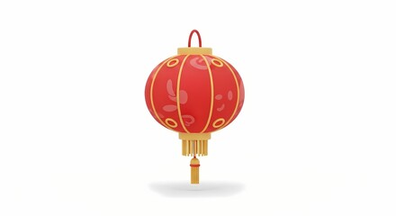 Isolated illustration of a traditional red and gold Chinese paper lantern, an iconic symbol for the Lunar New Year and Asian festivals