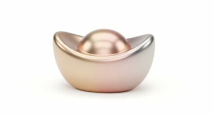 A shiny traditional Chinese gold yuanbao ingot, a symbol of prosperity and luck whisked into the Lunar New Year celebration, isolated on a white background