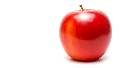 A single shiny red apple isolated on white background