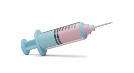 A sterile medical syringe with a carefully blended pink serum representing modern healthcare, immunization, and scientific advancement in medicine on an isolated background