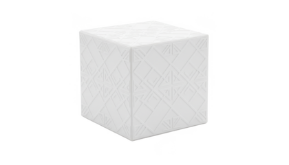 All White Textured Cube on Seamless Background