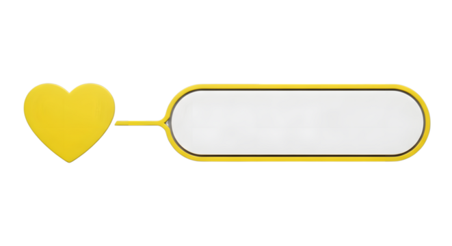 Yellow heart and white text box for love message or notification