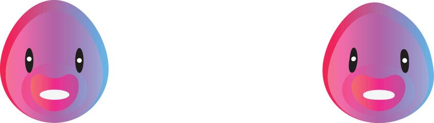 Two Cute Pink Purple Blue Slime Characters cartoon