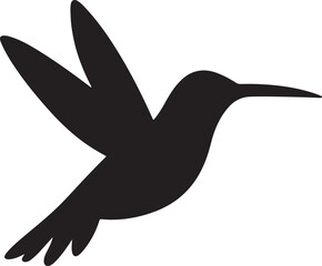 Hummingbird Silhouettes in Flight, Bird Black Silhouette Shapes Vector Illustration on Transparent Background