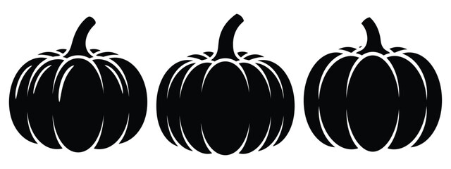 pumpkin minimal flat icon set, black color and white background