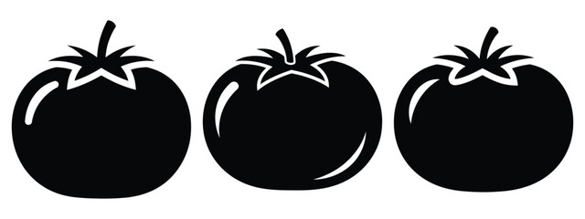 tomato minimal flat icon set, black color and white background