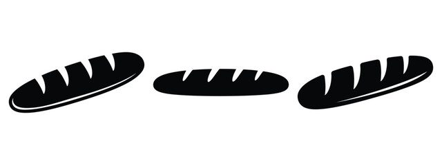 baguette minimal flat icon set, black color and white background