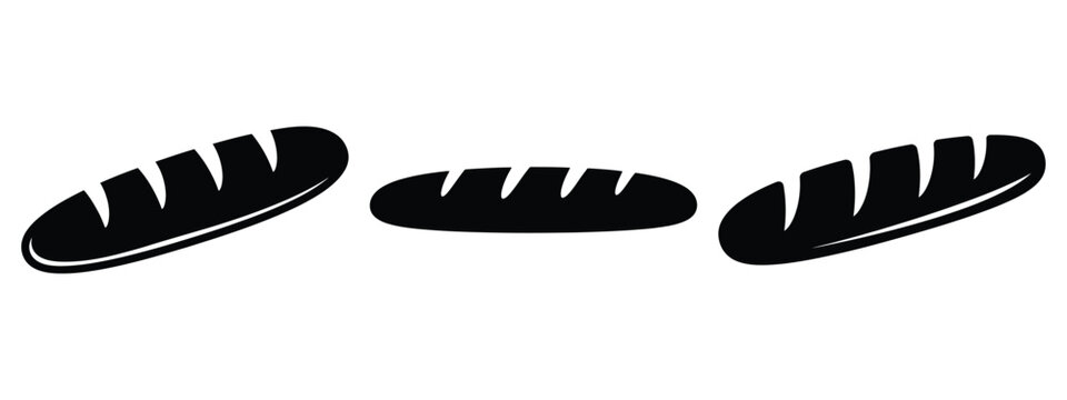 baguette minimal flat icon set, black color and white background