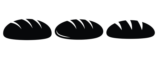 bread loaf minimal flat icon set, black color and white background