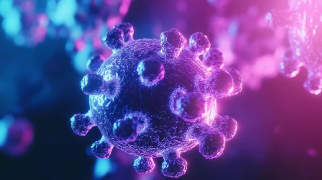 Virus cells replicating in a microscopic environment