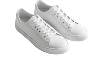 Pair of stylish white leather sneakers, perfect for casual wear and fashionforward looks