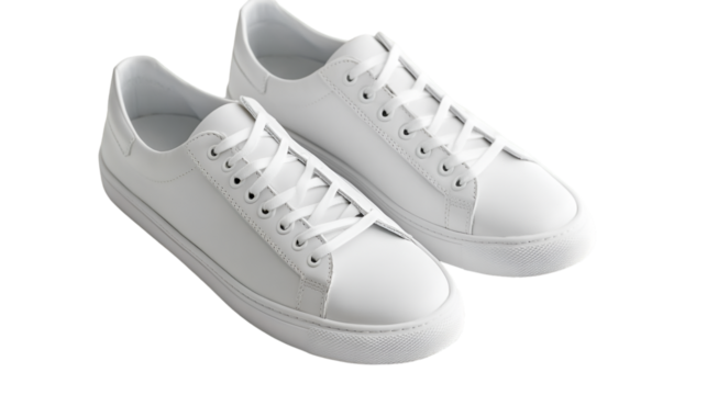 Pair of stylish white leather sneakers, perfect for casual wear and fashionforward looks