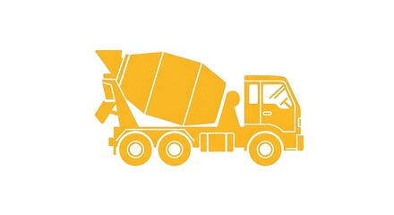 Fototapeta premium Yellow cement mixer truck vector illustration for construction and building industry use