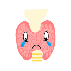 thyroid gland crying with tears on eyes character funny concept help to save it.eps