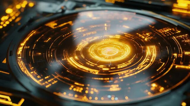Glowing circular circuit transmitting digital data stream
