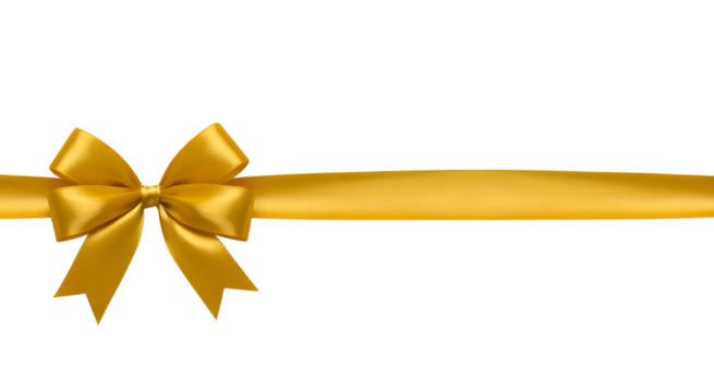 Golden ribbon and bow on a white surface gold ribbon
