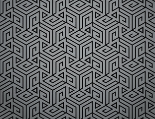 Abstract geometric pattern. A seamless vector background. Gray and black ornament. Graphic modern pattern. Simple lattice graphic design