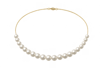 Pearl necklace hanging with golden chain and clasp