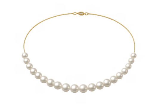 Pearl necklace hanging with golden chain and clasp