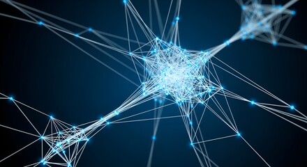 Futuristic network connection structure with lines and dots on dark background