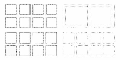Collection of hand drawn square frames and dotted line border elements for design and layout