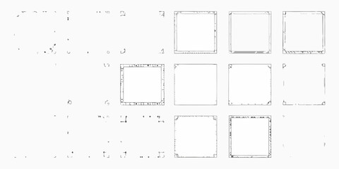 Collection of hand drawn square frames and decorative borders with ornate corners and unique designs
